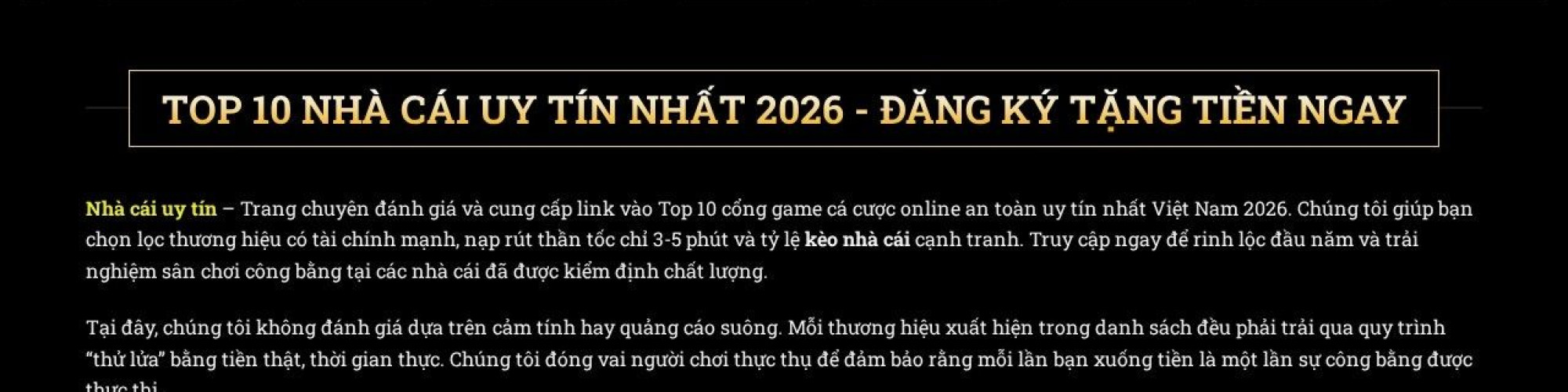 Top 10 Nha Cai Uy Tin Nhat 2026 - Dang Ky Tang Tien Ngay